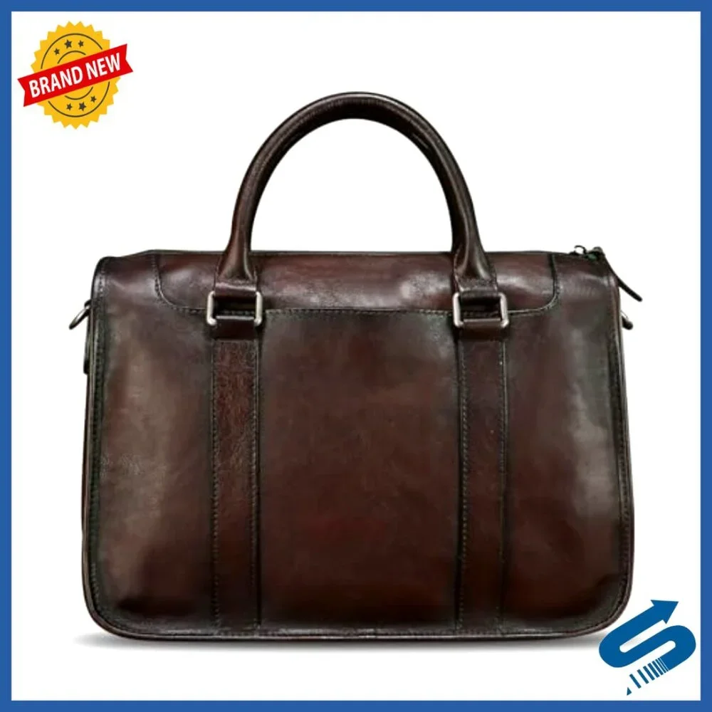 Genuine Leather Messenger Briefcase Shoulder Bag Laptop Computer Bag